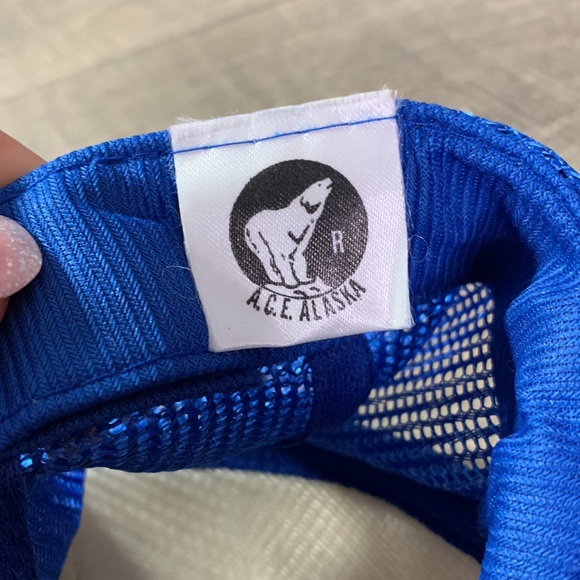 Vintage Alaska youth trucker blue embroidered eagle mesh back SnapBack 80’s hat - Picture 3 of 7